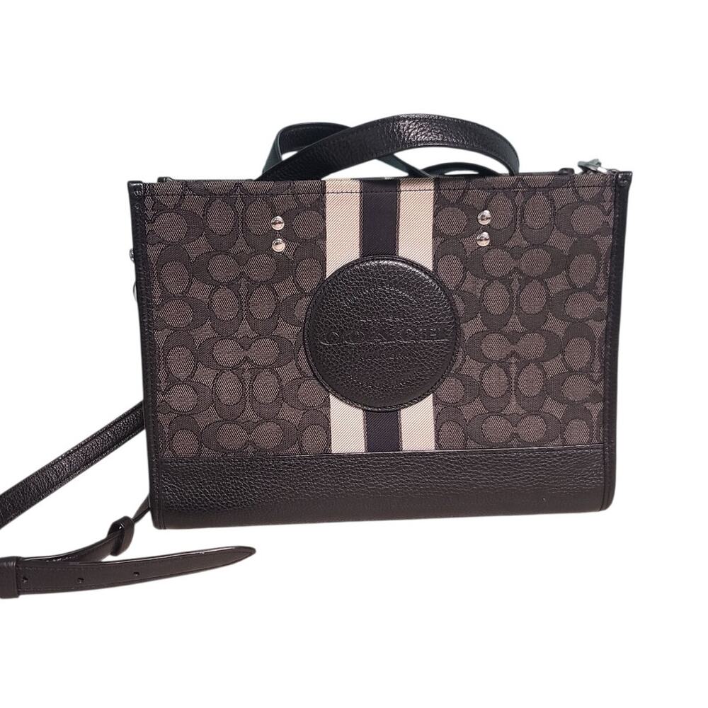 Coach Dempsey Tote 22 Signature C  Black Stripe 4113